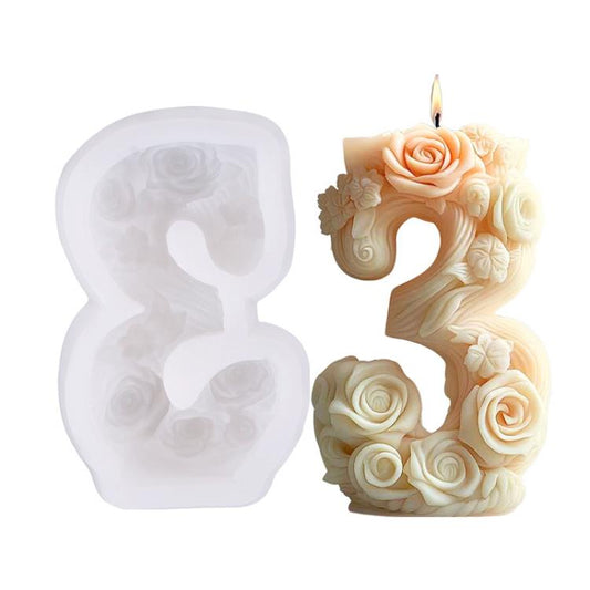 Flower Digital Aromatherapy Candle Silicone Mold DIY Diffuser Ornament Three-dimensional Digital Plaster Mold