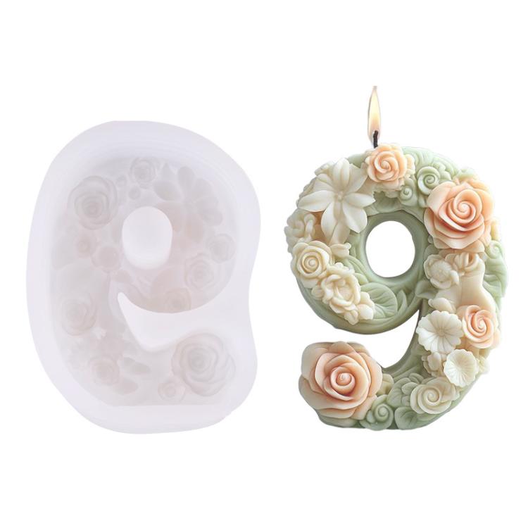 Flower Digital Aromatherapy Candle Silicone Mold DIY Diffuser Ornament Three-dimensional Digital Plaster Mold