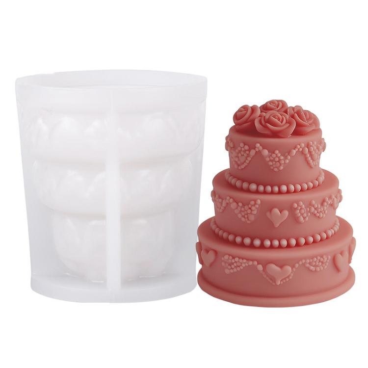 Rose Cake Scented Candle Silicone Mold DIY Diffuser Stone Ornament Handmade Soap Mold