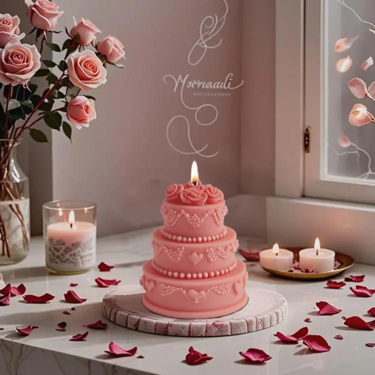 Rose Cake Scented Candle Silicone Mold DIY Diffuser Stone Ornament Handmade Soap Mold