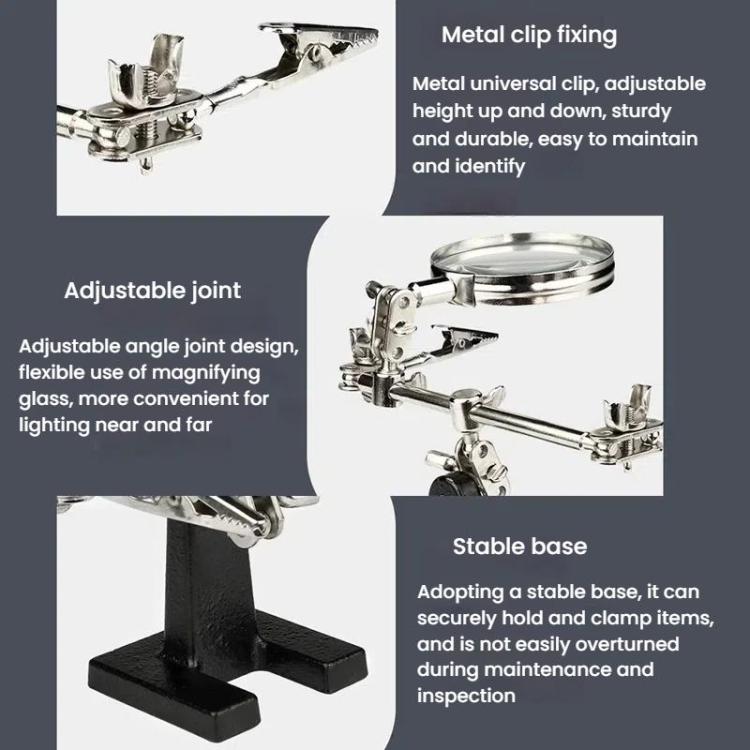 60mm Magnifying Glass With Auxiliary Clamp Soldering Iron Repair Circuit Board Desktop Magnifying Glass