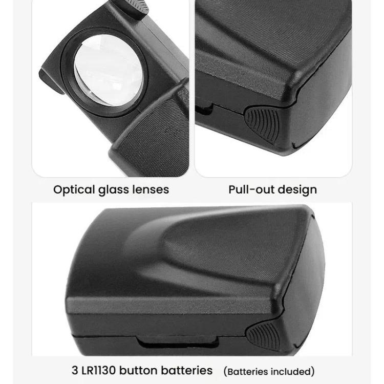 30X Jewelry Mirror Drawer-Style Telescopic Magnifying Glass With LED Lighting