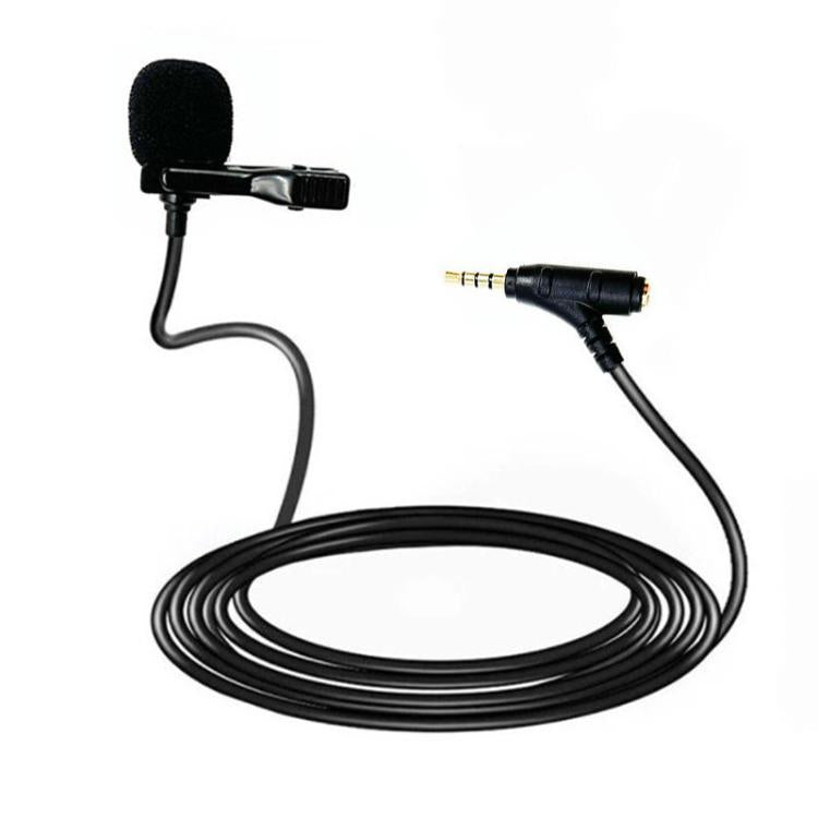 3.5mm TRRS Lavalier Microphone with Earphone Monitoring Jack Clip-on Lapel Mic