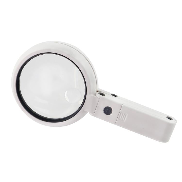 90mm 10X Foldable Handheld Magnifying Glass With 8 LED Lights