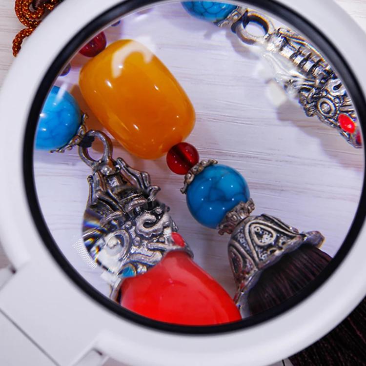 90mm 10X Foldable Handheld Magnifying Glass With 8 LED Lights