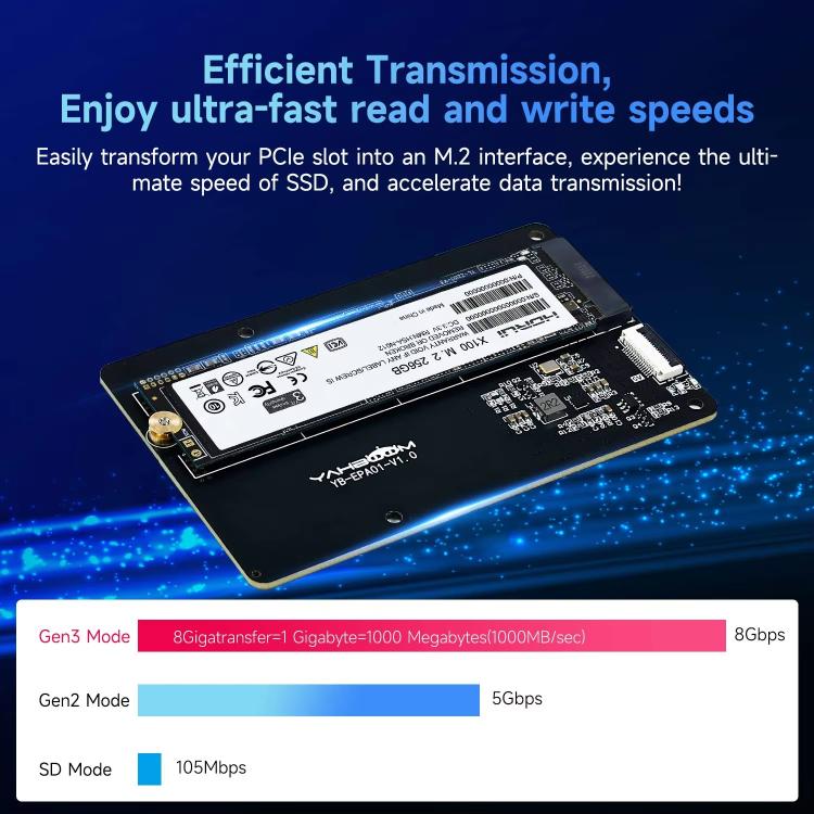 Yahboom PCIe To M.2 Adapter Expansion Board For Raspberry Pi 5 NVMe Expansion Board