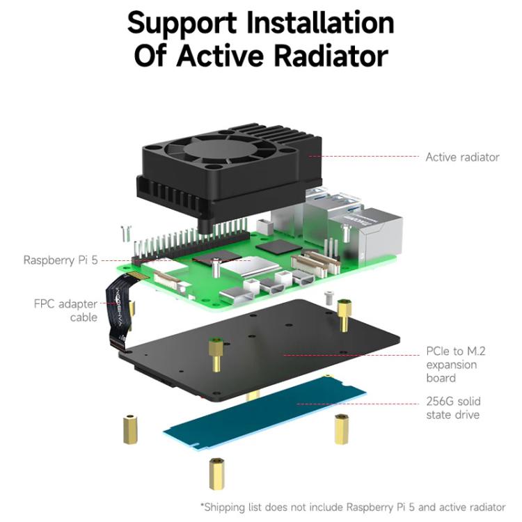 Yahboom PCIe To M.2 Adapter Expansion Board For Raspberry Pi 5 NVMe Expansion Board
