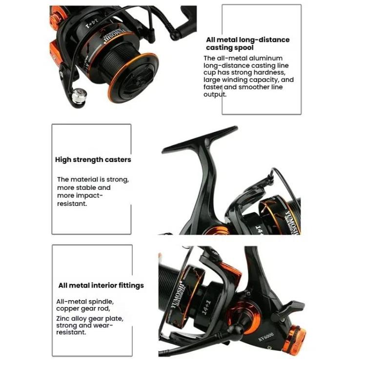 Dual Brake Long Cast Fishing Reel with Metal Spool 5.2:1 Gear Ratio