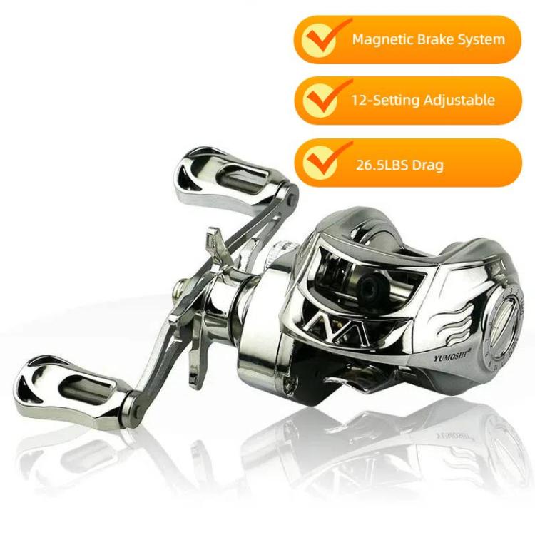 Baitcasting Fishing Reel 6.3:1 Gear Ratio with Magnetic Brake System, 12-Setting Adjustable