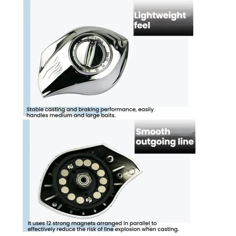 Baitcasting Fishing Reel 6.3:1 Gear Ratio with Magnetic Brake System, 12-Setting Adjustable