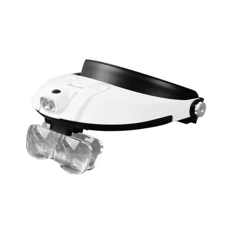 Dual LED Light Elderly Reading Head-Mounted Magnifying Glass With Replaceable Lenses For Repairing Presbyopic Glasses