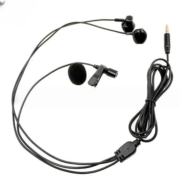 3.5mm TRRS Lapel Microphone With Earphone Stereo Live Monitoring Headphones