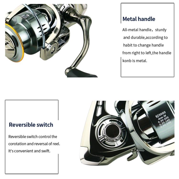 Seamless Saltwater Spinning Fishing Reel Full Metal Spool 5.2:1 Gear Ratio