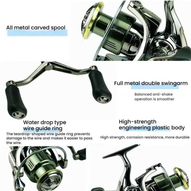 Dual Handle Zero-Gap Spinning Reel Balanced Anti-Shake Design, 5.2:1 Gear Ratio
