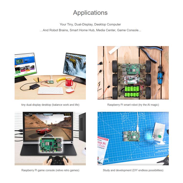 BCM2711B0 64-Bit Quad-Core 4K Dual Mini HDMI For DIY, IoT, Python Development