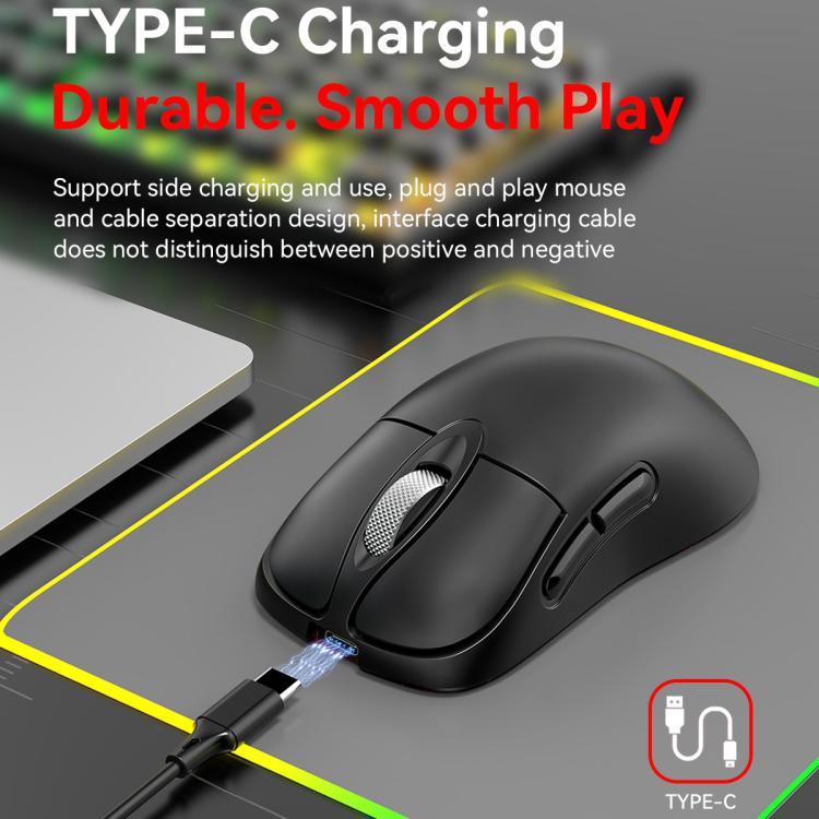 Tri-Mode Wireless Gaming Mouse 24000 DPI, 6 RGB Lighting Modes, Rechargeable, Macro Programmable