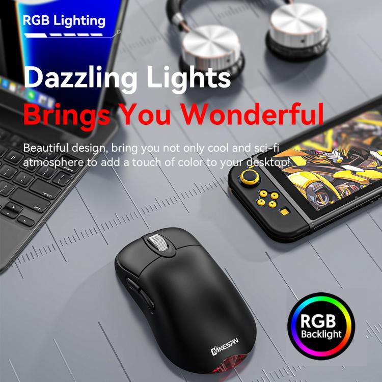 Tri-Mode Wireless Gaming Mouse 24000 DPI, 6 RGB Lighting Modes, Rechargeable, Macro Programmable
