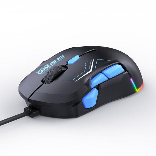 MKESPN 12800 DPI Ambidextrous Wired Gaming Mouse - 10 Programmable Buttons, RGB Customization, Symmetrical Design
