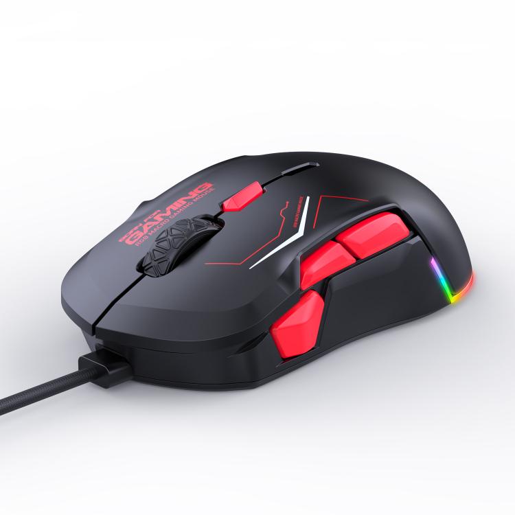 MKESPN 12800 DPI Ambidextrous Wired Gaming Mouse - 10 Programmable Buttons, RGB Customization, Symmetrical Design