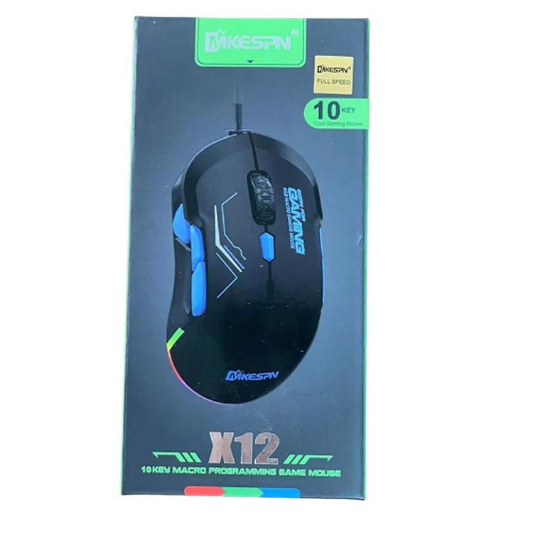 MKESPN 12800 DPI Ambidextrous Wired Gaming Mouse - 10 Programmable Buttons, RGB Customization, Symmetrical Design