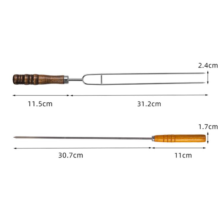 NOBANA Outdoor BBQ Grilling Fork Portable Stainless Steel Wooden Handle Grilling Skewer With Storage Bag