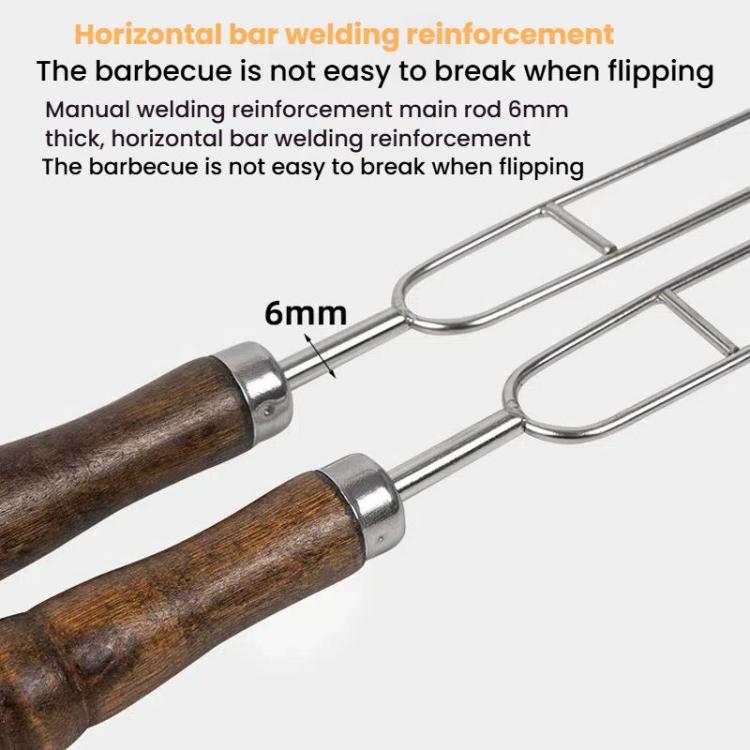 NOBANA Outdoor BBQ Grilling Fork Portable Stainless Steel Wooden Handle Grilling Skewer With Storage Bag