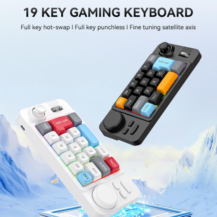 MKESPN  19-Key USB-C Wired Gaming Keyboard Macro Programmable Hot-Swappable Design with Control Knob & Joystick Scroll Wheel