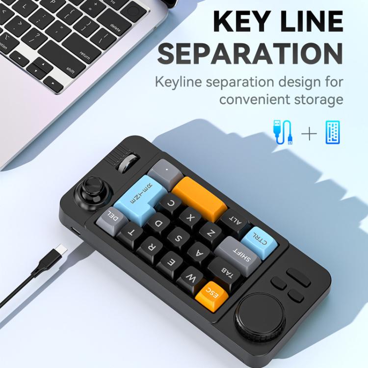 MKESPN  19-Key USB-C Wired Gaming Keyboard Macro Programmable Hot-Swappable Design with Control Knob & Joystick Scroll Wheel