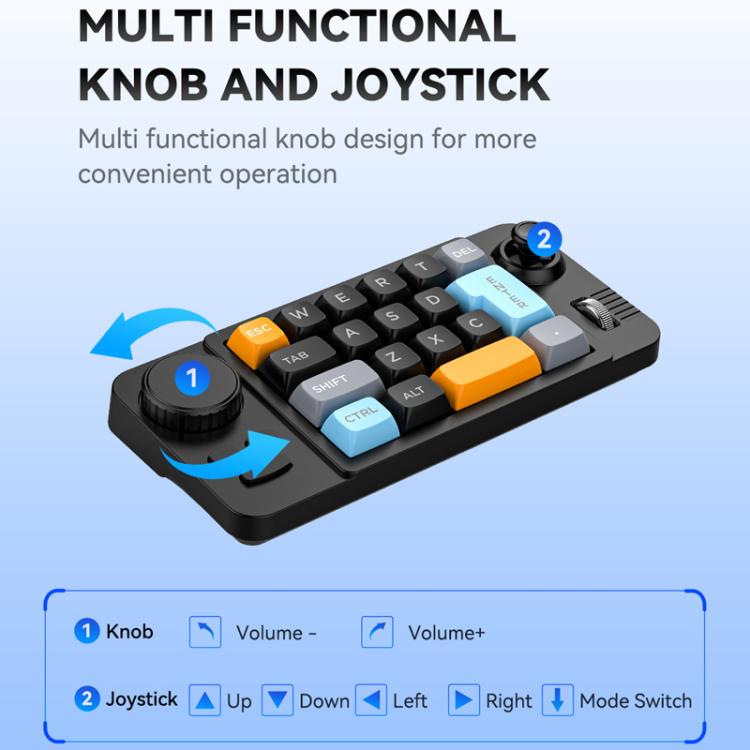 MKESPN  19-Key USB-C Wired Gaming Keyboard Macro Programmable Hot-Swappable Design with Control Knob & Joystick Scroll Wheel