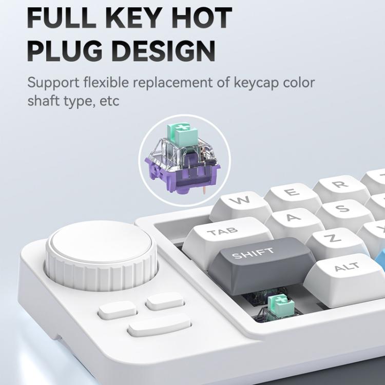 MKESPN  19-Key USB-C Wired Gaming Keyboard Macro Programmable Hot-Swappable Design with Control Knob & Joystick Scroll Wheel