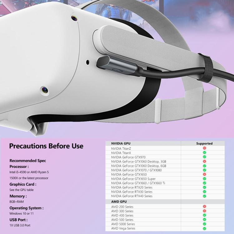 5m Type-C VR Streaming Connection Cable 10GB High-Speed Transmission Elbow Smart Device Cable, For Meta Quest 2 / 3 / PICO 4 / Apple Vision Pro / PSVR 2