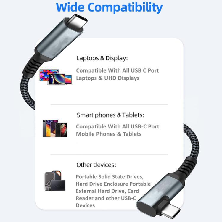 5m Type-C VR Streaming Connection Cable 10GB High-Speed Transmission Elbow Smart Device Cable, For Meta Quest 2 / 3 / PICO 4 / Apple Vision Pro / PSVR 2