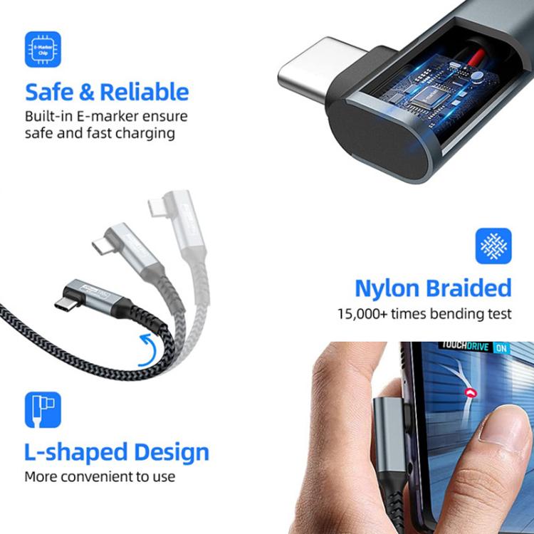 5m Type-C VR Streaming Connection Cable 10GB High-Speed Transmission Elbow Smart Device Cable, For Meta Quest 2 / 3 / PICO 4 / Apple Vision Pro / PSVR 2