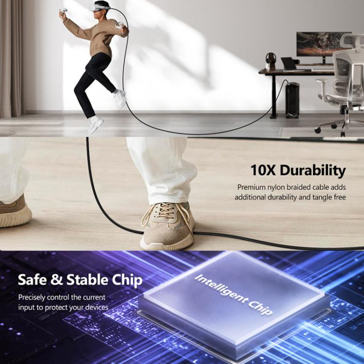 5m Type-C VR Streaming Connection Cable 10GB High-Speed Transmission Elbow Smart Device Cable, For Meta Quest 2 / 3 / PICO 4 / Apple Vision Pro / PSVR 2