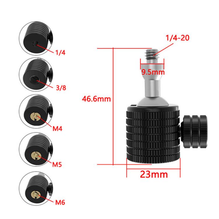 Female To 1/4 Male Universal Mini Ball Head Adapter Mount Aluminium Alloy Mobile Phone Camera Tripod Accessories