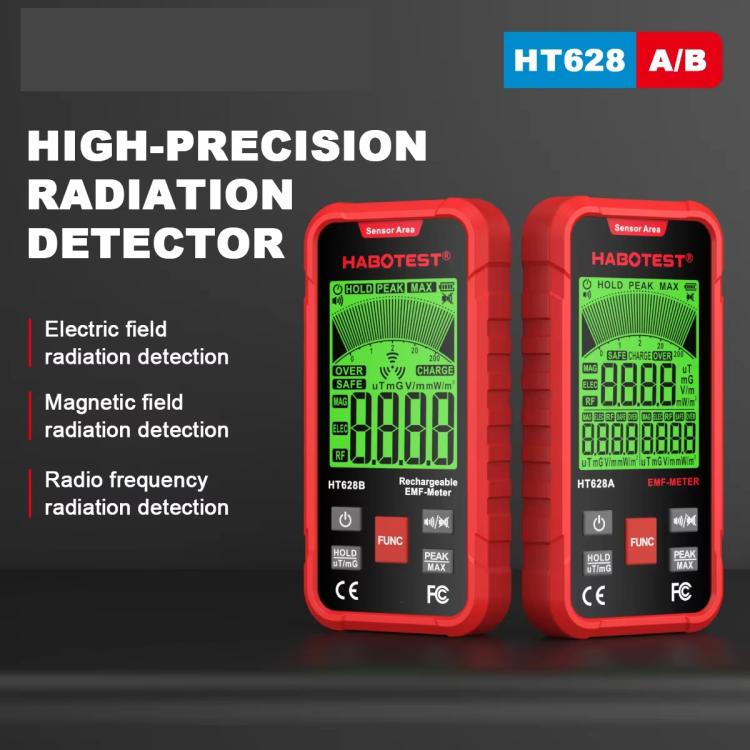HABOTEST HT628B Multi-Field EMF Meter Rechargeable Electromagnetic Radiation Tester