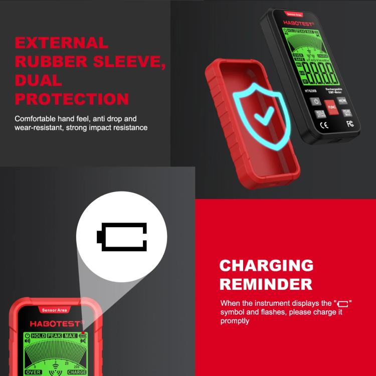 HABOTEST HT628B Multi-Field EMF Meter Rechargeable Electromagnetic Radiation Tester