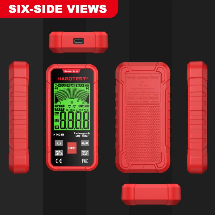 HABOTEST HT628B Multi-Field EMF Meter Rechargeable Electromagnetic Radiation Tester