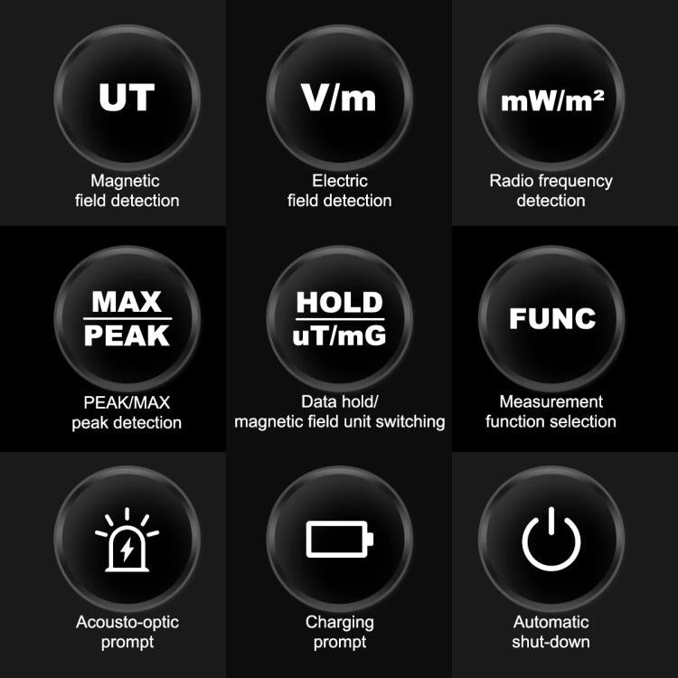 HABOTEST HT628B Multi-Field EMF Meter Rechargeable Electromagnetic Radiation Tester