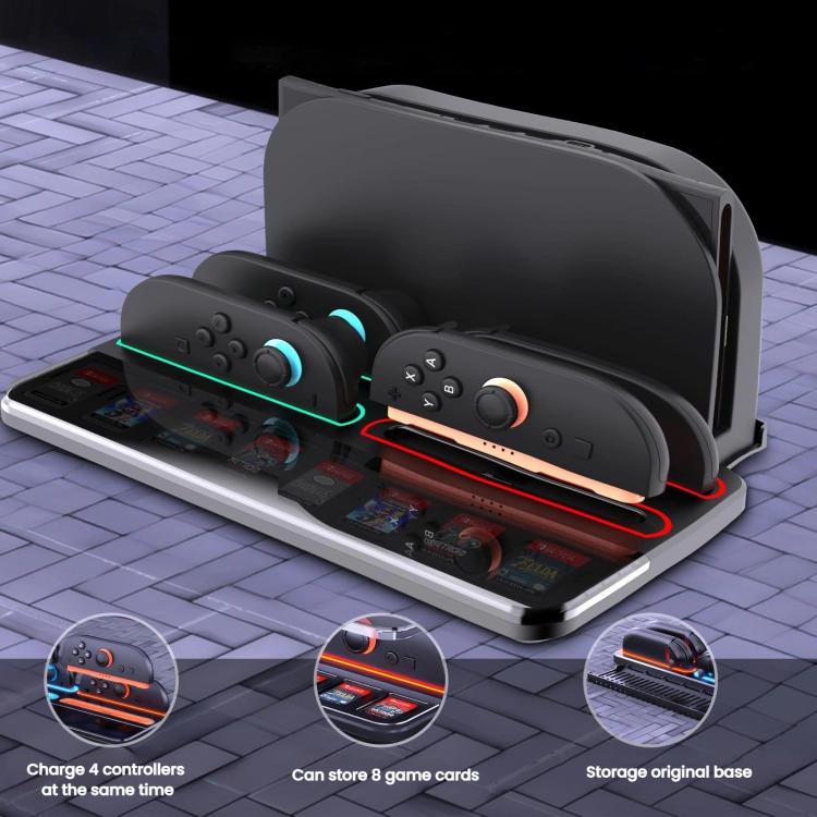 For Nintendo Switch 2 Controller Charging Dock Ultra-thin Stand With 8 Game Card Storage