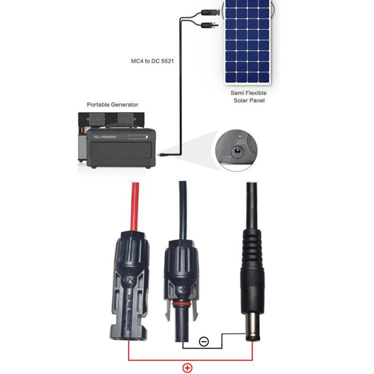 MC4 To DC5521 Solar Panel Charging Cable For Portable Power Stations