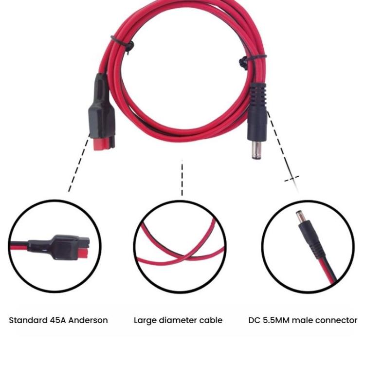 45A Anderson to DC5521 Male Cable 14AWG Heavy Duty Solar Panel Charging Cable