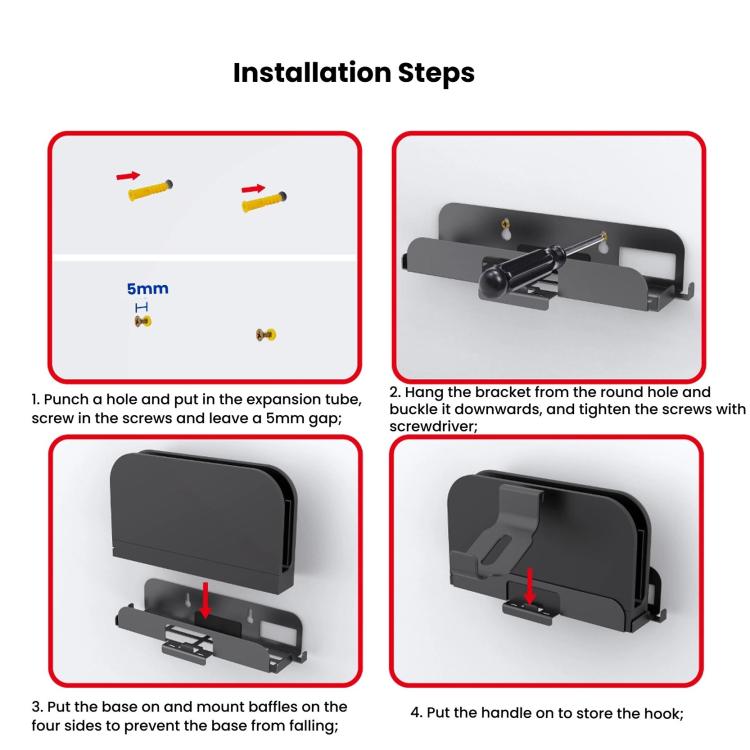 For Nintendo Switch 2 PGTECH GP-369 Game Consol Wall Mount Storage Rack With Handle Storage Hook