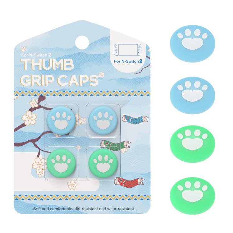For Nintendo Switch 2 Joy-Con 2pairs Claw-Print Silicone Thumb Grip Caps Button Covers