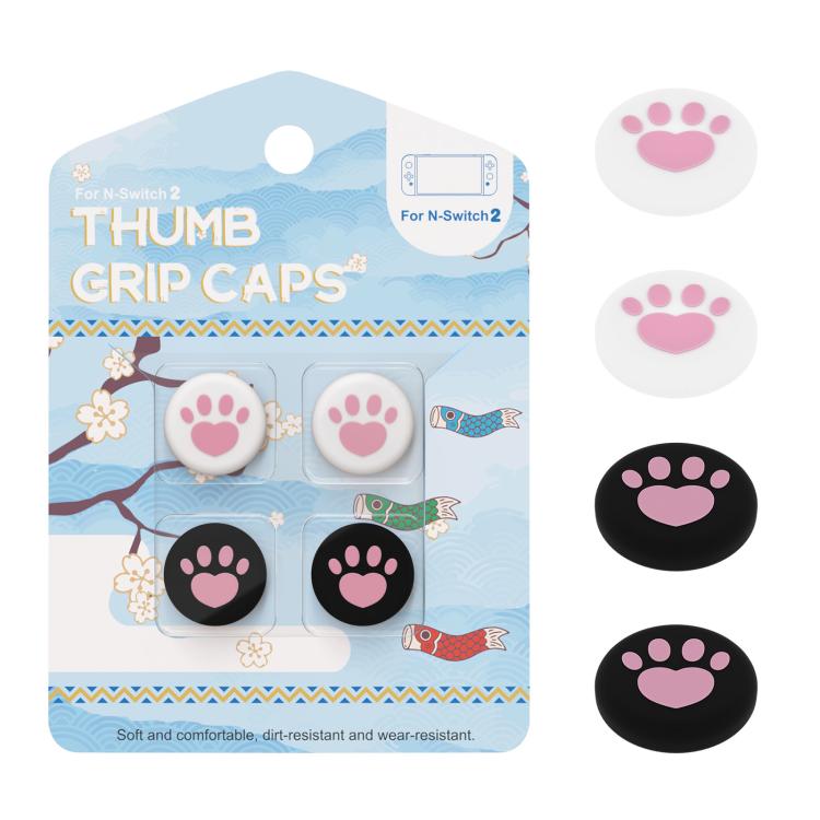 For Nintendo Switch 2 Joy-Con 2pairs Claw-Print Silicone Thumb Grip Caps Button Covers