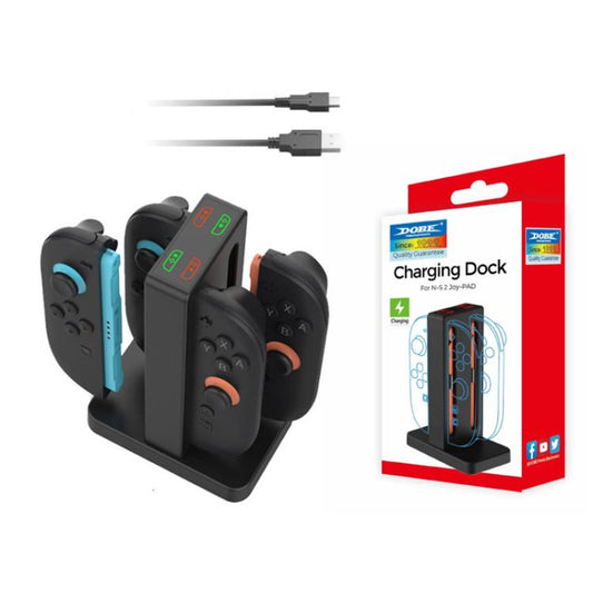 DOBE 4-in-1 Magnetic Charging Station for Nintendo Switch 2 Controllers with LED Indicators & Cartridge Storage