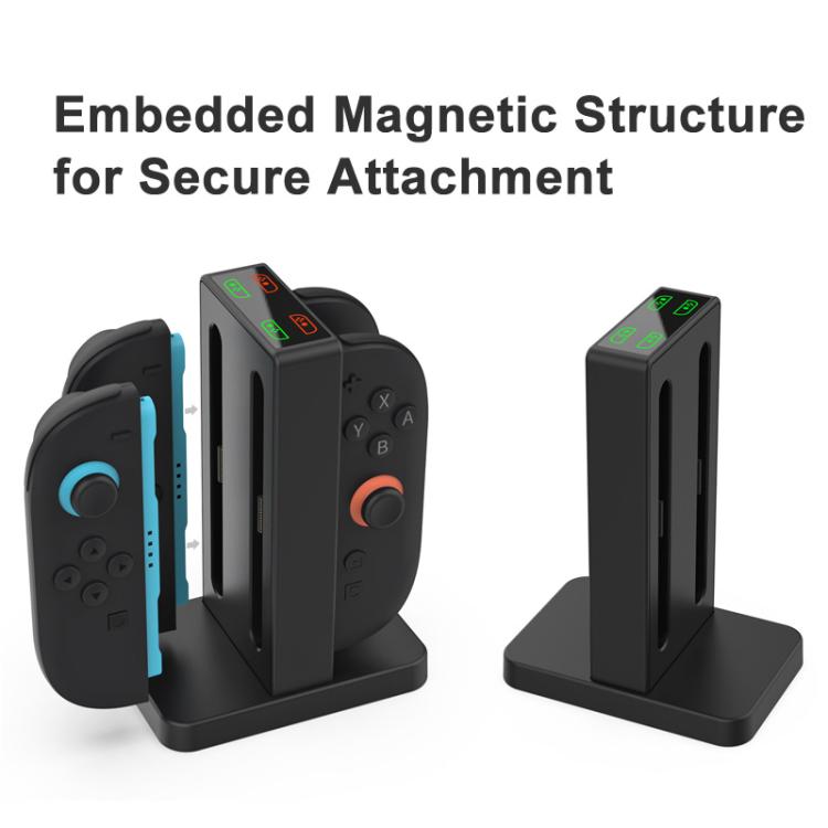 DOBE 4-in-1 Magnetic Charging Station for Nintendo Switch 2 Controllers with LED Indicators & Cartridge Storage