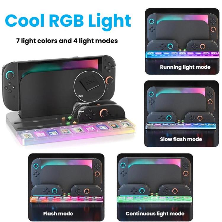 For Nintendo Switch 2  Console and Joy-Con Controllers Charging Dock with RGB Lighting, 9 Game Card Slots