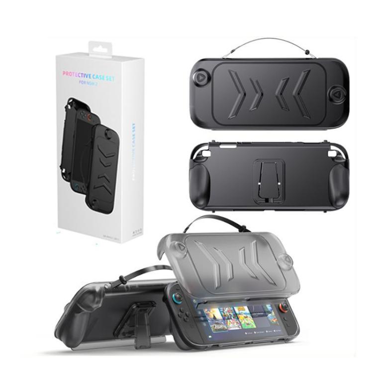 For Nintendo Switch 2 Full-Body Protective Case TPU Base + ABS Cover with Built-in Stand & Carrying Handle