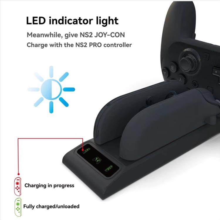 For Nintendo Switch 2 Pro & Joy-Con Controllers 3-in-1 Charging Dock with LED Indicators